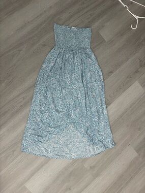 Patrons of Peace Light Blue Paisley Strapless Maxi Dress